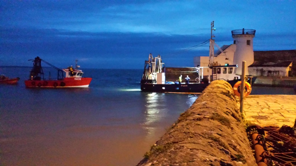 FV Shirley Anne arriving into Balbriggan harbour under town from the FV Saint Elizabeth